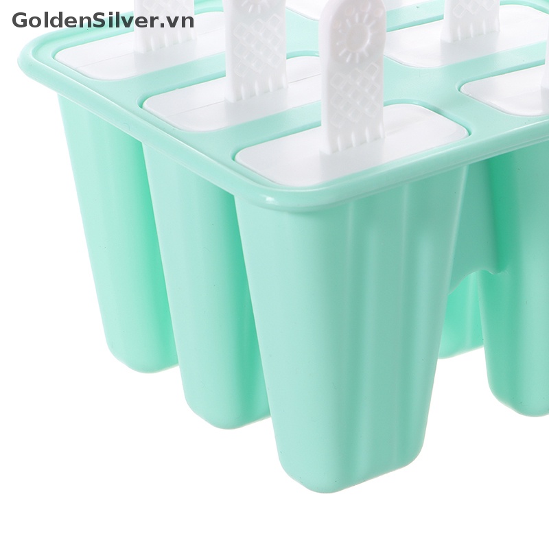 Khuôn Silicon Làm Kem Que 6 Ngăn Màu Vàng Đồng DIY