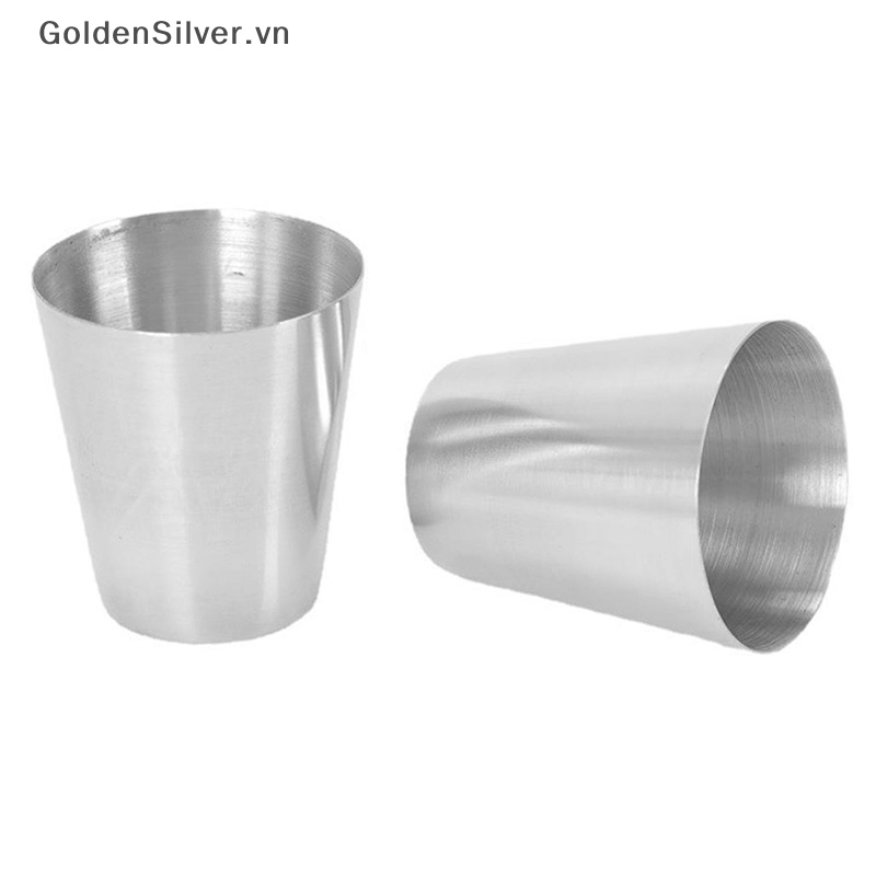 Set 5 Cốc Uống Rượu Whiskey Bằng Thép Không Gỉ Màu Vàng Bạc Dùng Khi Đi Cắm Trại