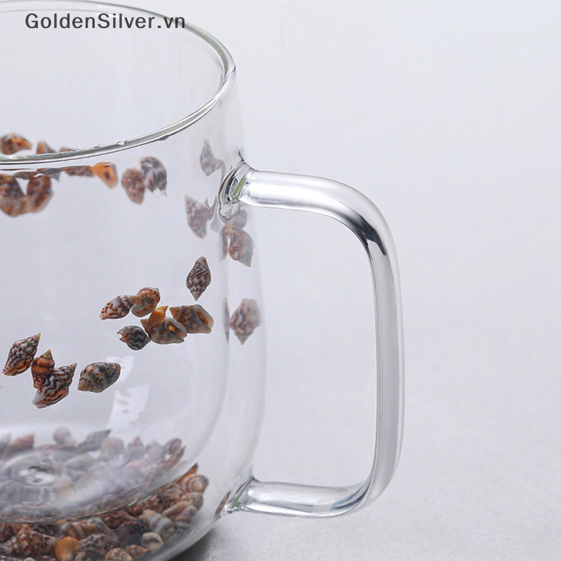 Cốc Thủy Tinh Hai Lớp Màu Bạc / Vàng Kim Hình Ốc Sên Biển Lấp Lánh