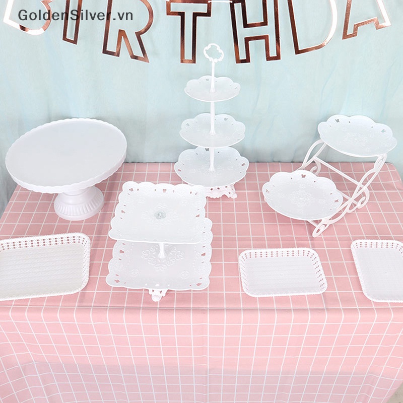 Giá Đỡ Bánh Cupcake Màu Vàng Bạc Phong Cách Châu Âu Sang Trọng