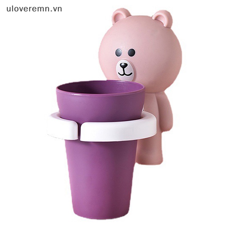 1 Cốc Đánh Răng Treo Tường Hình Gấu Hoạt Hình Đáng Yêu Dành Cho Trẻ