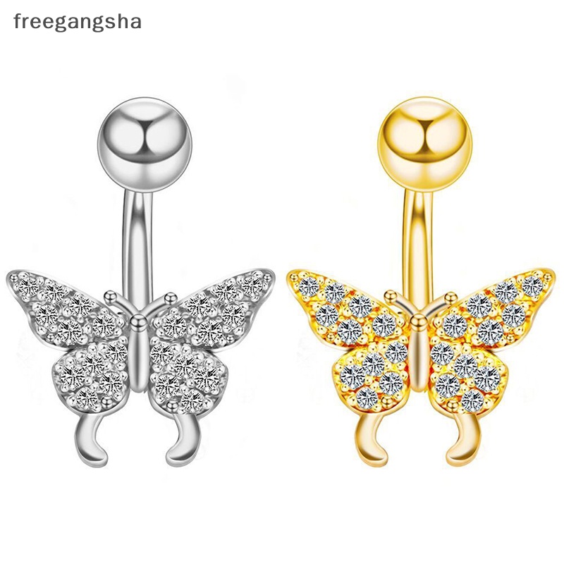 [FREG] Khuyên Rốn Thép Không Gỉ Đính Đá Zircon Hình Bướm Thời Trang Chất Lượng Cao Quyến Rũ FDH