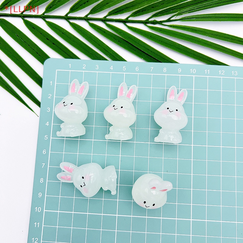 Set 2 Thỏ Trắng Dạ Quang Trang Trí Tiểu Cảnh / Nhà Búp Bê