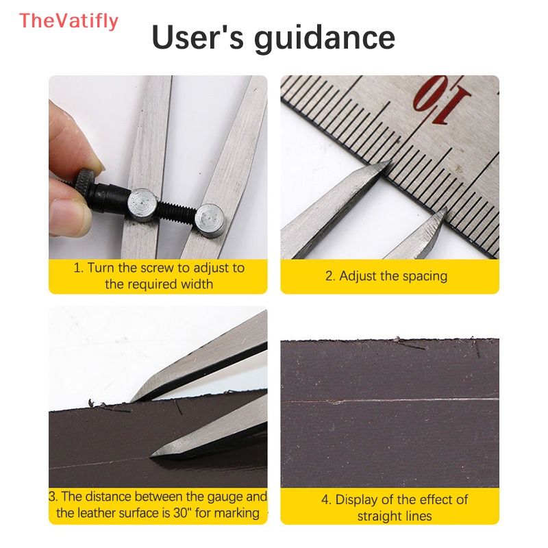[TheVatifly] Dụng Cụ Thước Đo Đường Dây Bằng Thép Carbon Có Thể Điều Chỉnh Dùng Để Làm Đồ Da Thủ Công