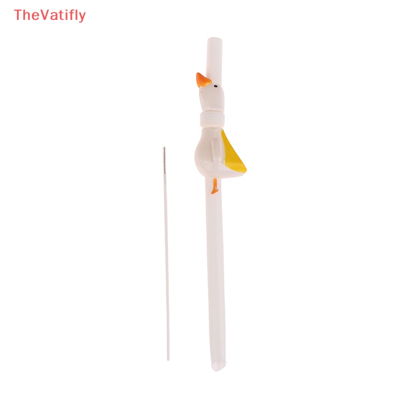 [Thevalifly] 1 Ống Hút Lông Ngỗng Dài Thời Trang Có Thể Tái Sử Dụng Đường Kính Lớn