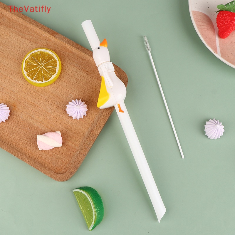 [Thevalifly] 1 Ống Hút Lông Ngỗng Dài Thời Trang Có Thể Tái Sử Dụng Đường Kính Lớn