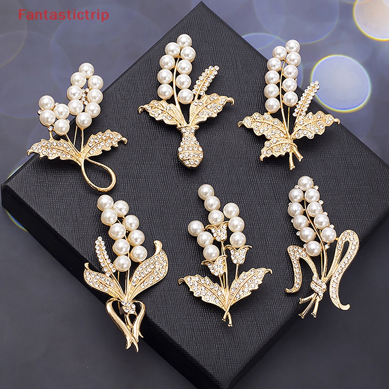 Ghim Cài Áo Hình Lúa Mạch Đính Đá Ngọc Trai Nhân Tạo Chống Thất Lạc Thời Trang Cho Nữ