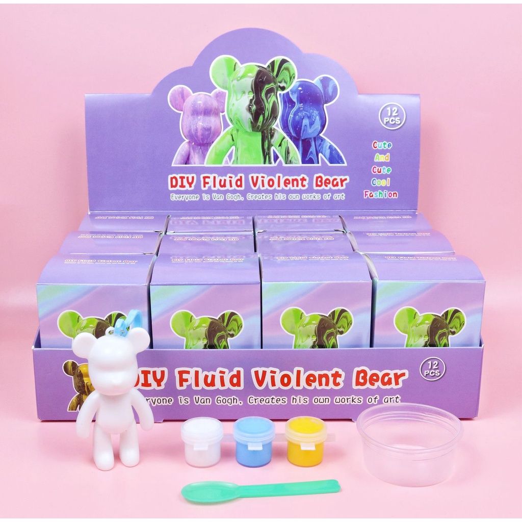Móc khoá bearbrick đổ màu sơn DIY đồ chơi sáng tạo quà lưu niệm Gôn đồ chơi