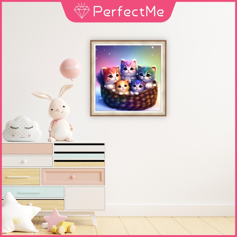 Bộ Tranh Đính Đá 5D Tự Làm 30x30cm Hình Mèo Dễ Thương Trang Trí Nhà Cửa