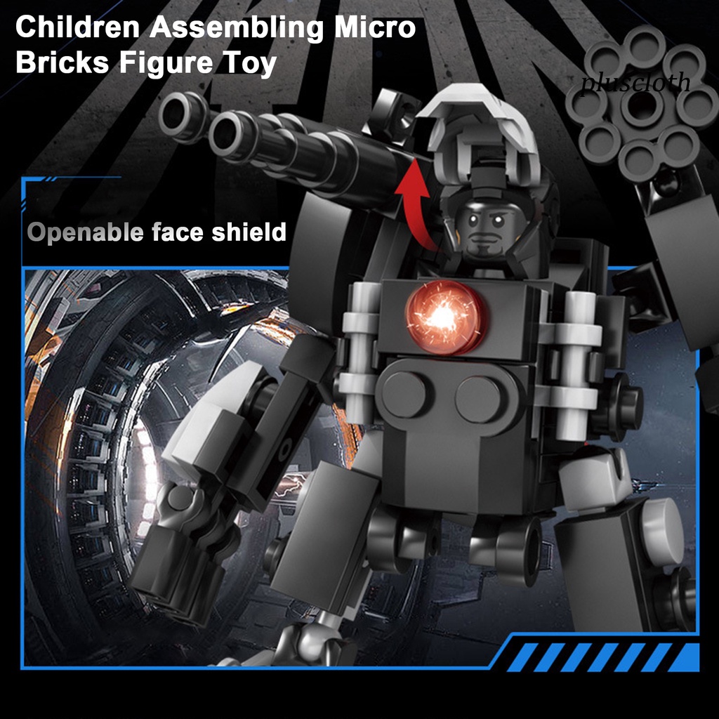 < Plus > Đồ Chơi Đồ trang trí Lắp Ráp Chiến Binh Mecha Bằng Nhựa Màu Đen Có Khớp Cử Động DIY Làm Quà Tặng Cho Bé