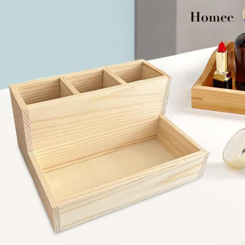Hộp Đựng Đồ Trang Điểm Bằng Gỗ Để Bàn Văn Phòng Tiện Lợi Biubiu12