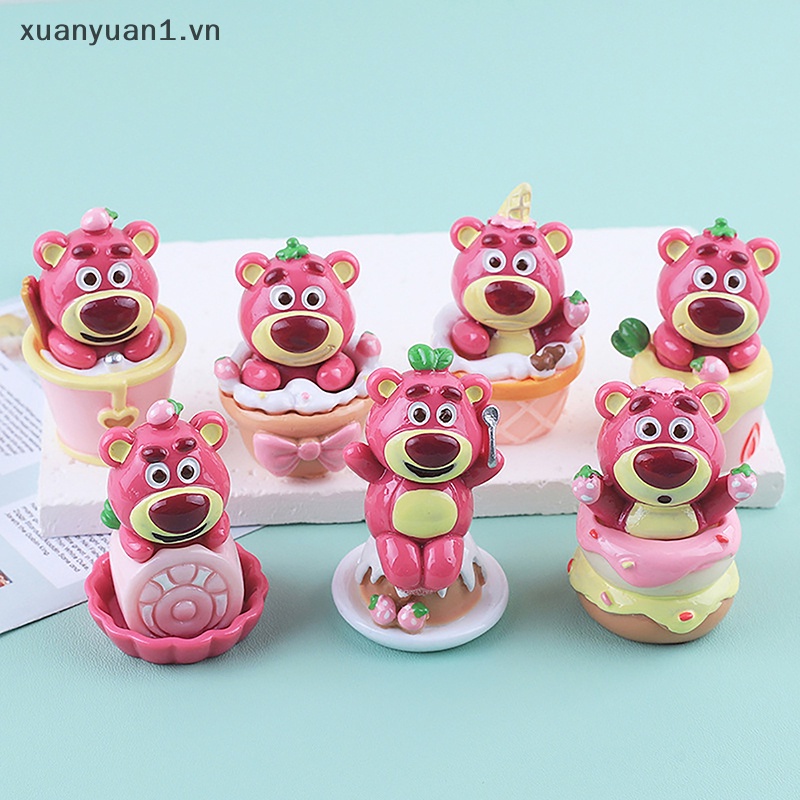 1 Tượng Gấu Và Dâu Tây Mini Trang Trí Đáng Yêu