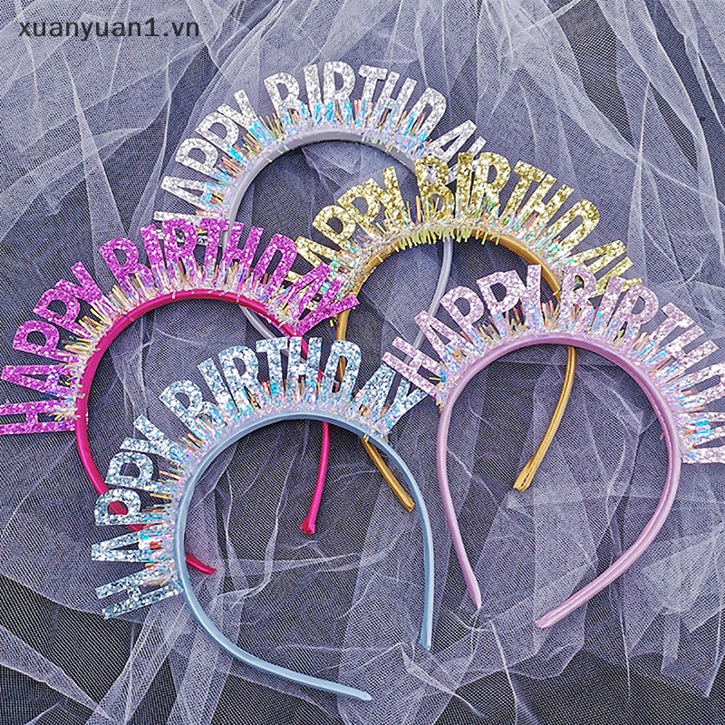 Xuan Băng Đô Kim Tuyến Chúc Mừng Sinh Nhật Màu Hồng / Xanh Dương / Bạc Lấp Lánh Trang Trí Tiệc Sinh Nhật Cho Người Lớn Và Trẻ