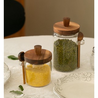 HERA Hũ Thủy Tinh Đựng Gia Vị Có Nắp Đậy Và Muỗng Tiện Dụng