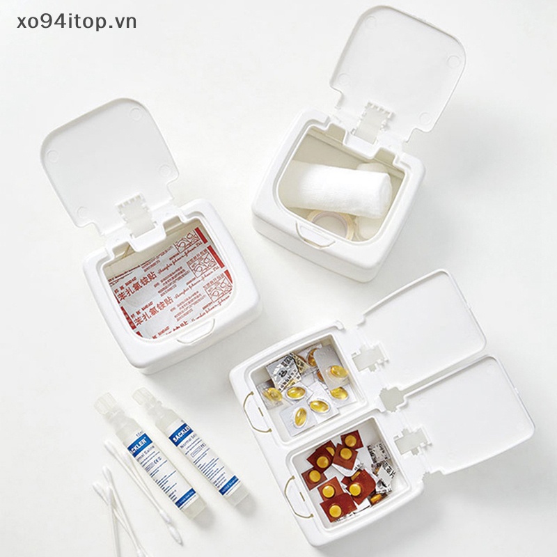 Xoitop Hộp Đựng Tăm Bông Hai Ngăn Hình Chữ Nhật Nhỏ Đơn Giản