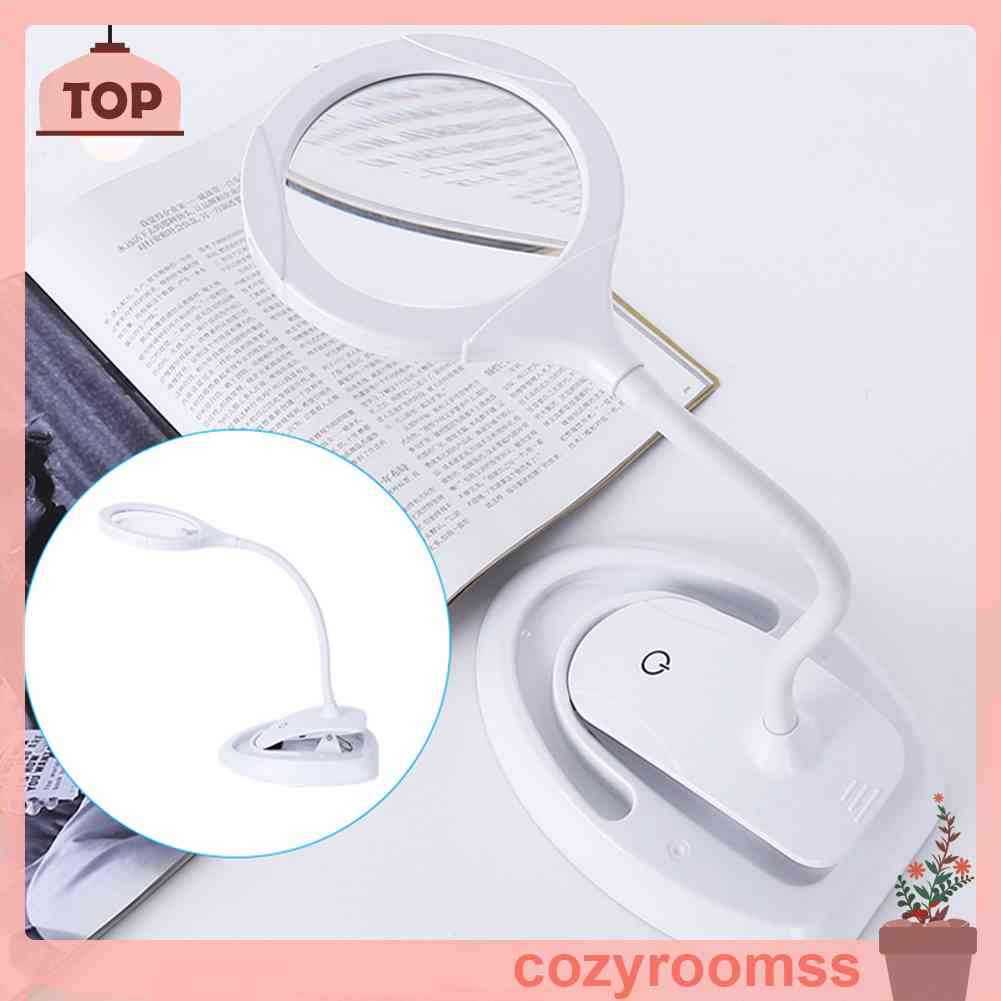 Kính LúP ĐọC SáCh 5x 10x VớI 3 ĐèN LED + KẹP Để BàN