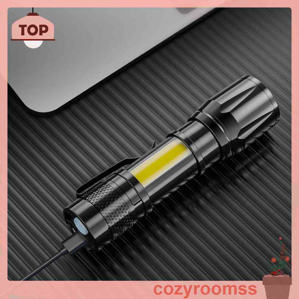 Đèn Pin XPE + COB LED USB Có Thể Sạc Lại Tiện Dụng