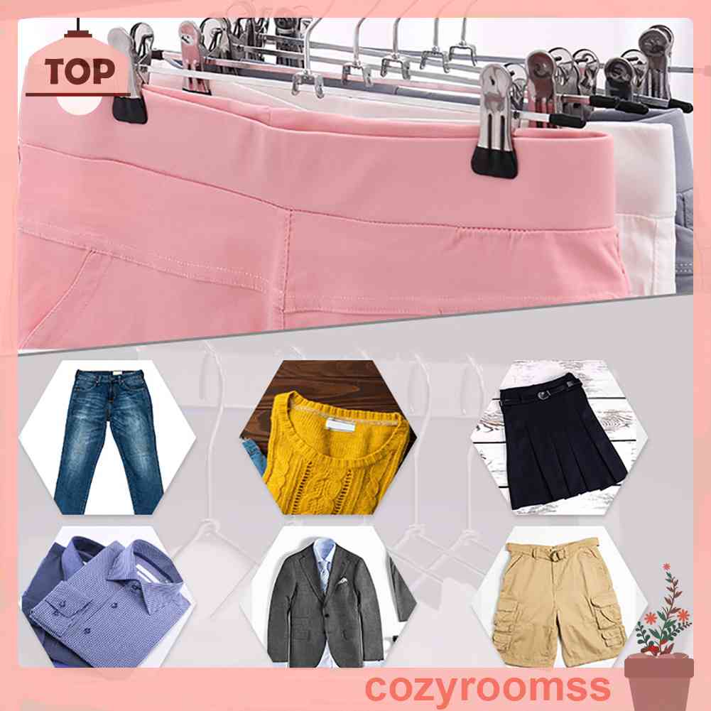 Set 10 Móc Treo Quần Áo Bằng Thép Không Gỉ Chất Lượng Cao