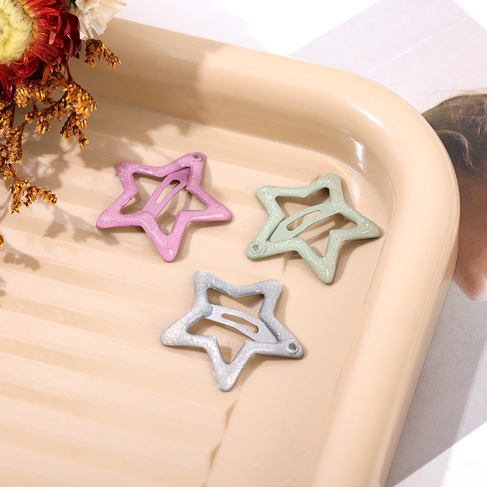 Y2k Kẹp Tóc Kim Loại Hình Ngôi Sao Năm Cánh Lấp Lánh Phong Cách Hip Hop Đơn Giản Cho Nữ / Phụ Kiện Tóc Nữ BB