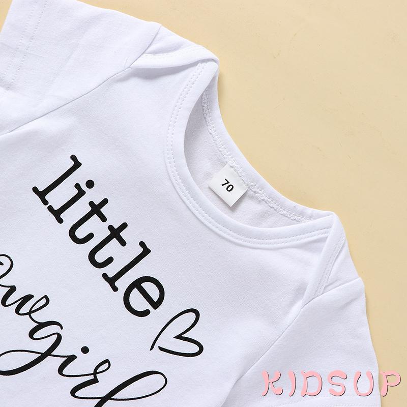 Bộ Áo Liền Quần Tay Ngắn In Chữ + Quần Short Co Giãn In Hoa Thời Trang Mùa Hè Cho Bé Gái 1 Tuổi