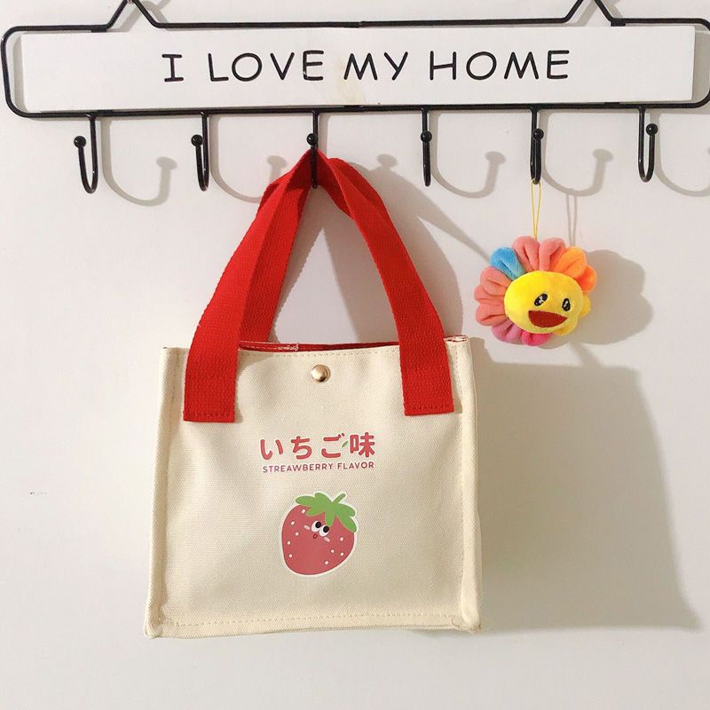 Túi Vải Canvas Mini Đựng Hộp Cơm Trưa In Họa Tiết Dễ Thương Cho Nữ