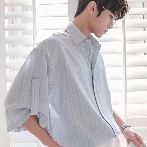 Áo Sơ Mi Tay Lửng Họa Tiết Sọc Thời Trang Dành Cho Nam