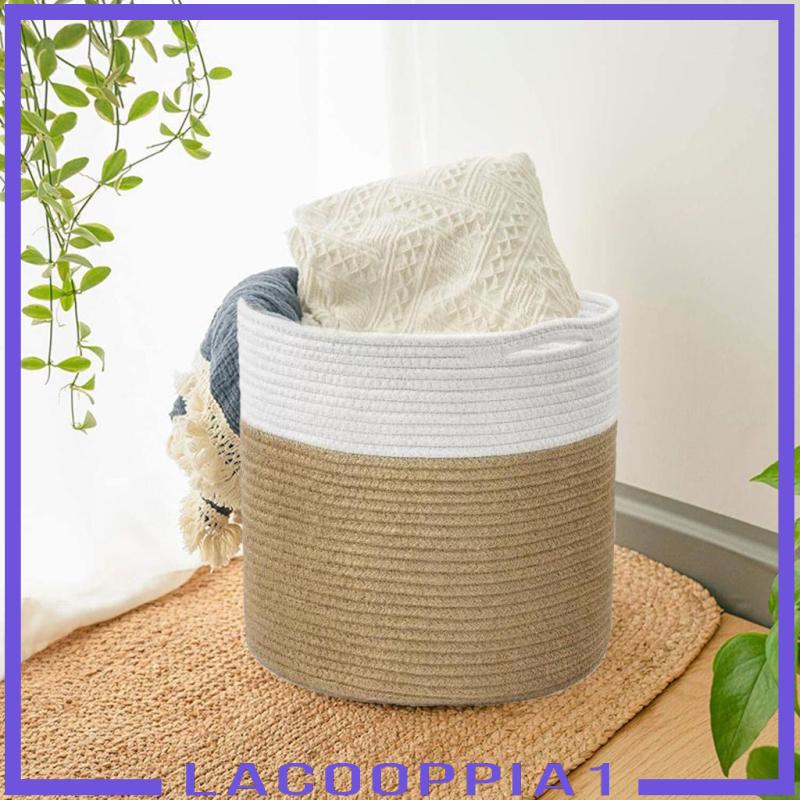 [Lacooppia1] Giỏ Đựng Quần Áo Bẩn Bằng Dây Thừng Đan Trang Trí