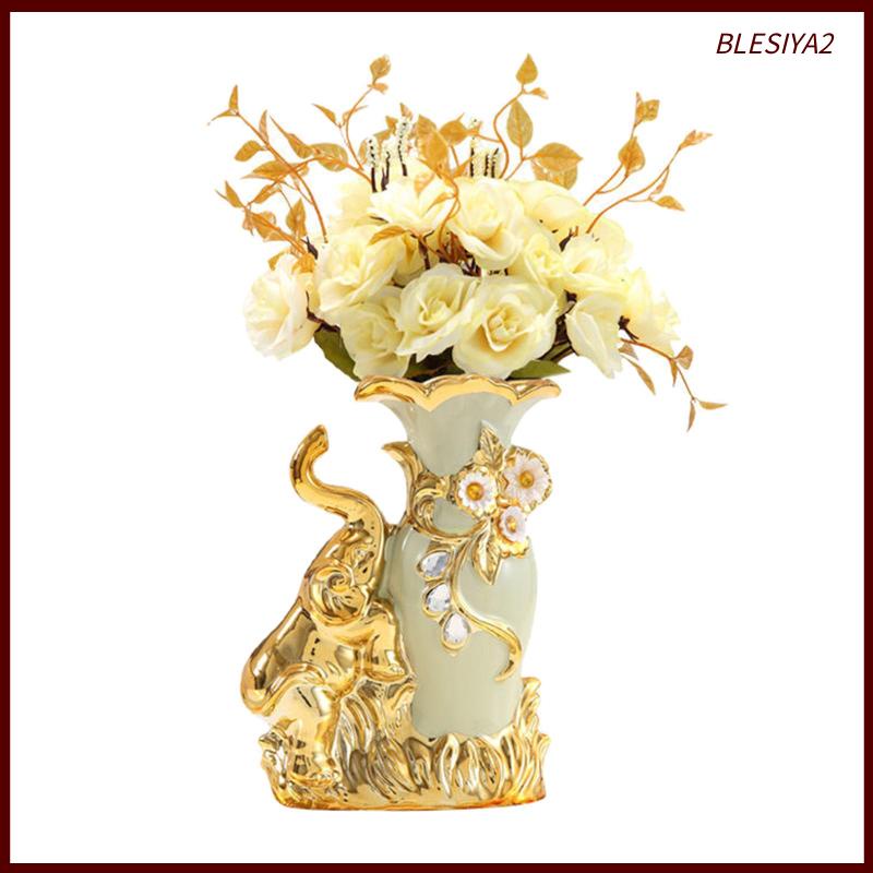[Blesiya2] Bình Hoa Bằng Gốm Phong Cách Châu Âu Hình Voi Để Bàn Trang Trí
