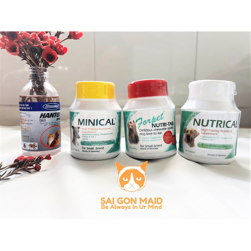 Calci Minical Hộp 90 viên - Bổ sung canxi và photpho cho chó nhỏ, mèo