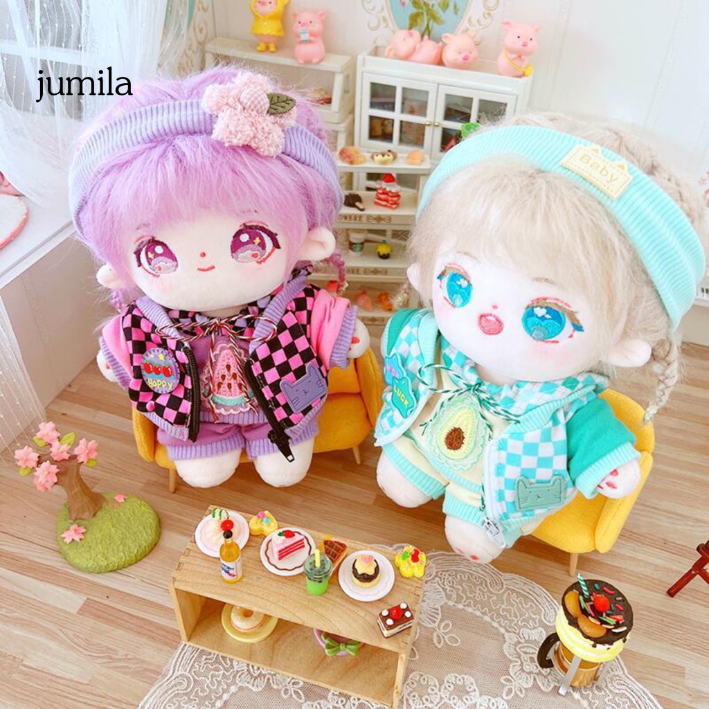 1 Bộ Áo Khoác + Quần Dài + Băng Đô Vải Cotton 20cm Dành Cho Búp Bê