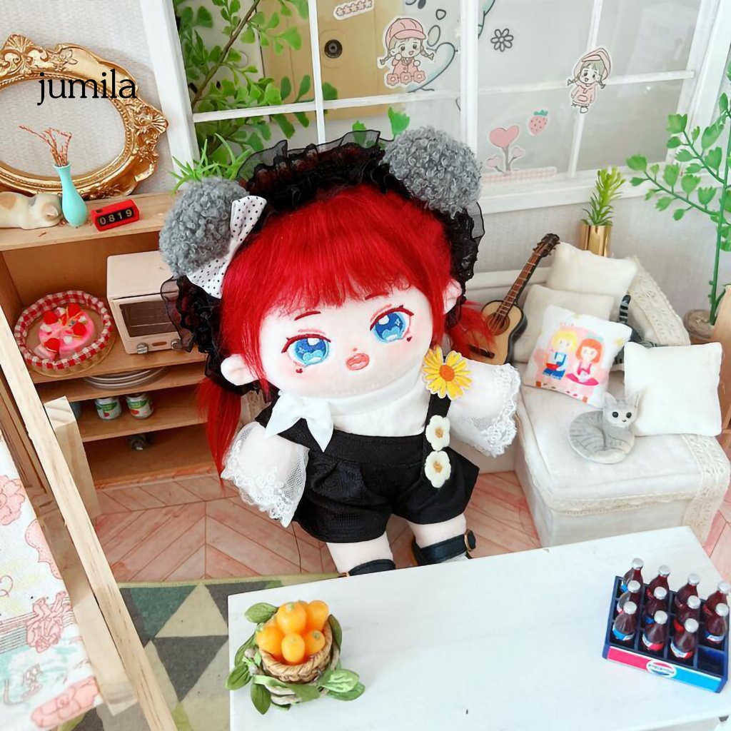 1 Bộ Áo Thun Cotton Màu Đen Kèm Quần Yếm Dành Cho Búp Bê Dễ Thương