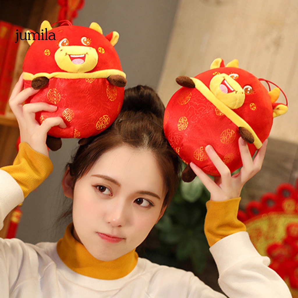 Bò Nhồi Bông Mềm Mại Trang Trí Tiệc Năm Mới 2021