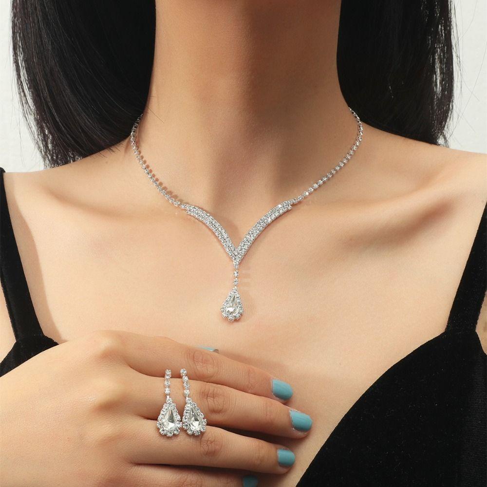 Epoch Bộ Khuyên Tai Đính Đá Hình Giọt Nước Lấp Lánh Phong Cách Hàn Quốc Cổ Điển Sang Trọng