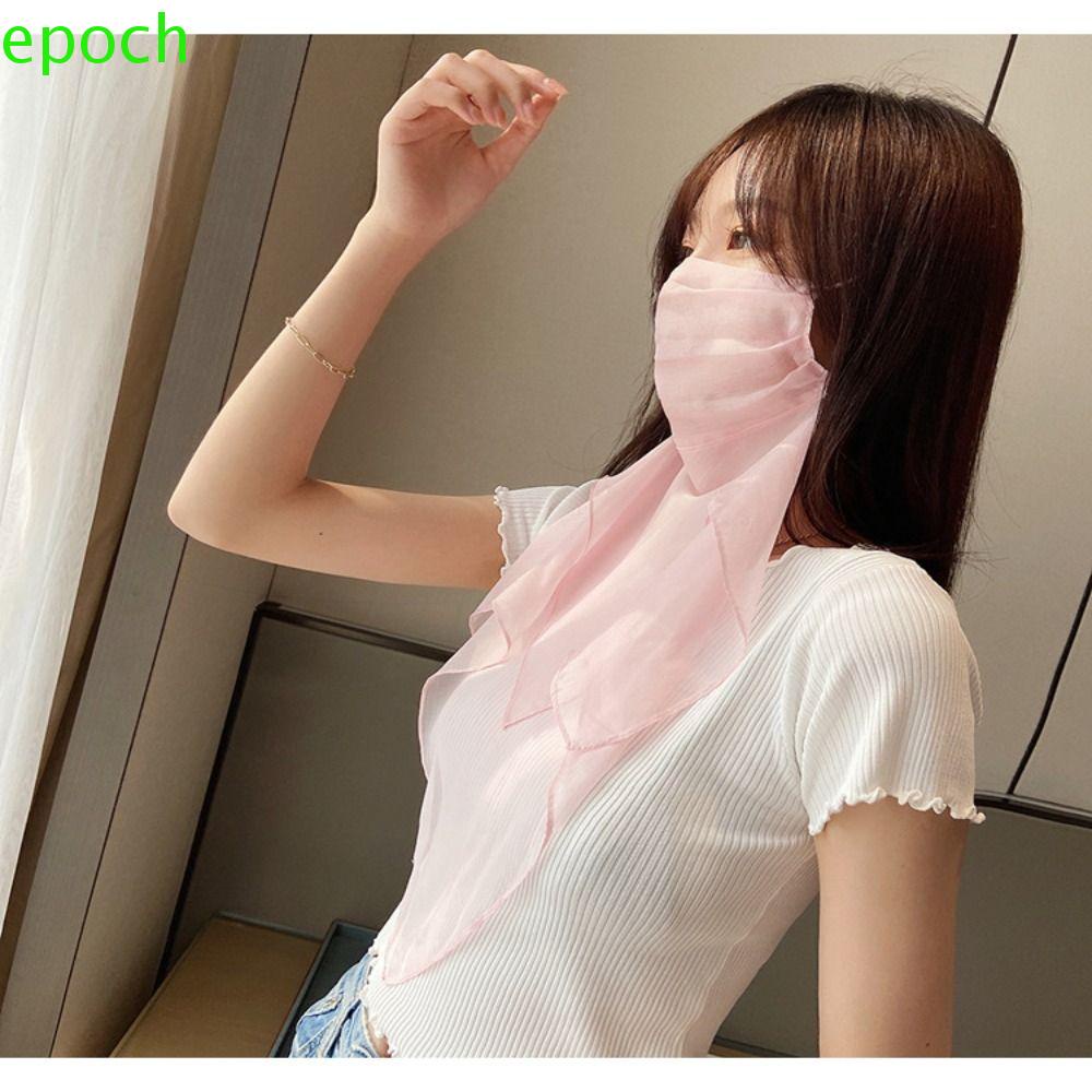 Epoch Khăn Choàng Cổ Kiêm Khẩu Trang Chống Tia UV Bằng Lụa Lạnh Mỏng Thời Trang Mùa Hè Dành Cho Nữ