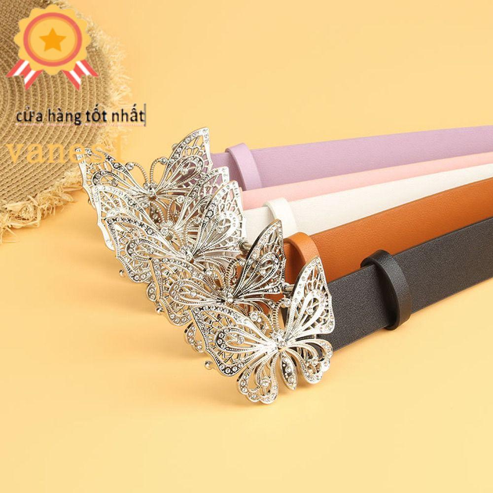 Thắt Lưng Da PU Họa Tiết Bướm Rỗng Y2k Điều Chỉnh Được Phong Cách VANES1 Cho Nam Và Nữ