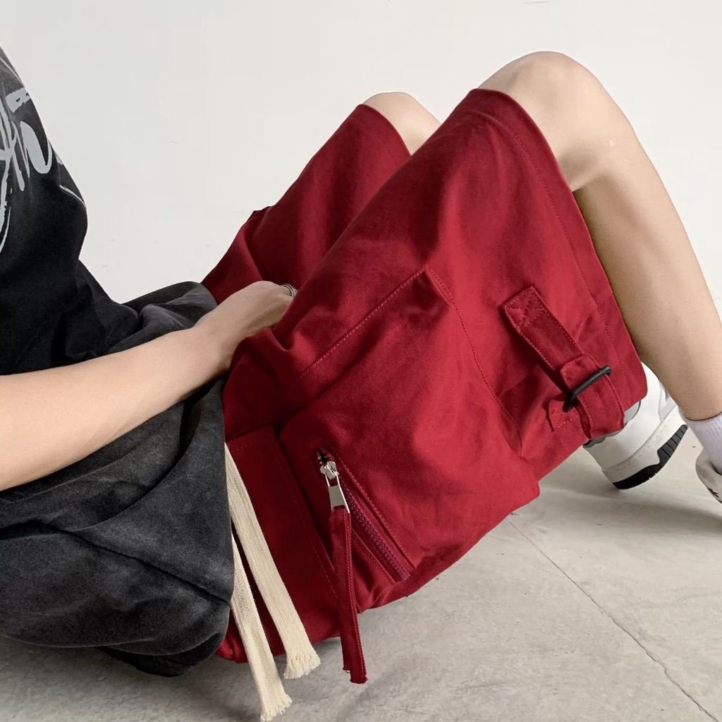 Quần Short Cotton Phối Túi Thời Trang Hip Hop Hàn Quốc Dành Cho Nam Và Nữ