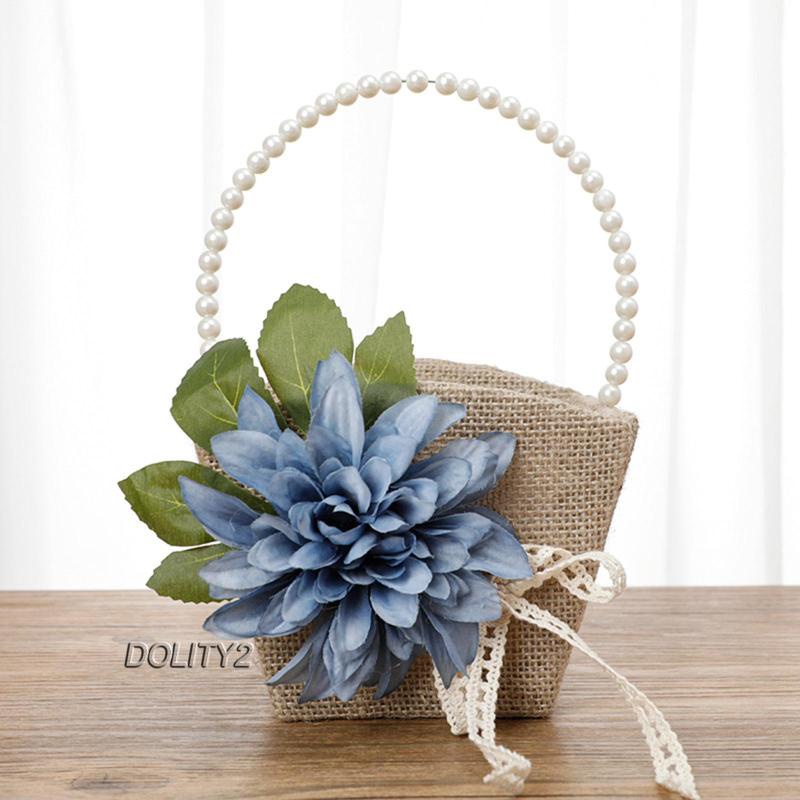 Set 2 Giỏ Hoa / Kẹo Có Tay Cầm Ngọc Trai Trang Trí Nhà Cửa / Tiệc Cưới