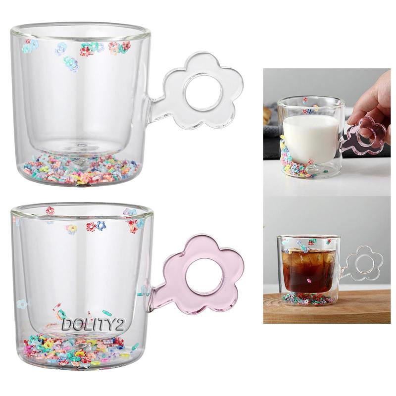 [Dolity 2] Cốc Thủy Tinh Uống Cà Phê Hai Lớp Cách Nhiệt Cho latte Espresso