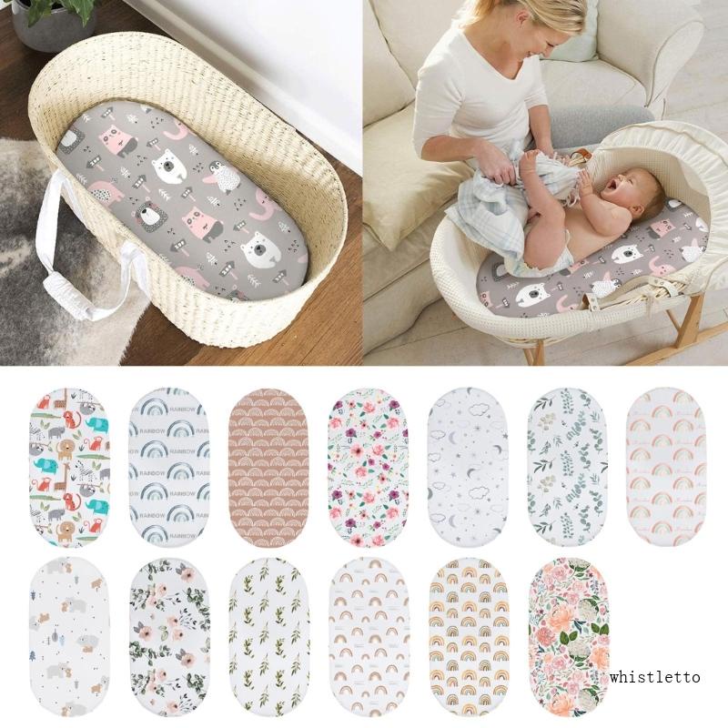 Vỏ Bọc Đệm Nôi Em Bé Bằng Vải Cotton Thoáng Khí In Hoa