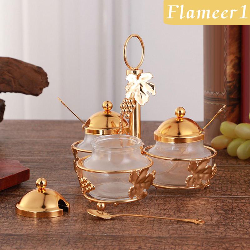 Hộp Đựng Gia Vị 3 Ngăn Sang Trọng Có Nắp Cho Nhà Hàng
