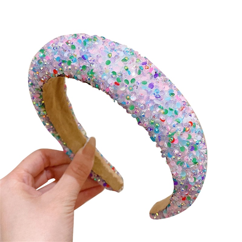 Băng Đô Cài Tóc Mềm Mại Dày Dặn Chống Trượt Đính Kim Sa Lấp Lánh Thời Trang Cho Nữ