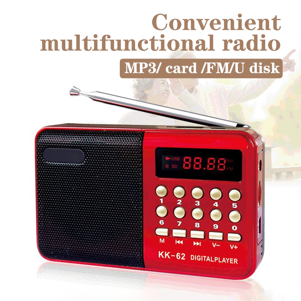 VIRWIR Radio FM Usb Tf Mp3 K11 Mini 8000 Có Thể Sạc Lại Tiện Dụng