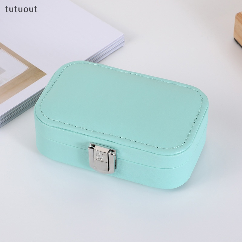 Hộp Đựng Trang Sức Bằng Da PU Hai Tầng Màu Kẹo Ngọt