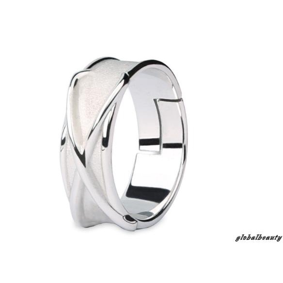 Nhẫn Đeo Tay GB-Unisex Bằng Bạc 925 Màu Trơn Có Thể Điều Chỉnh Kích Thước Dành Cho Nam Và