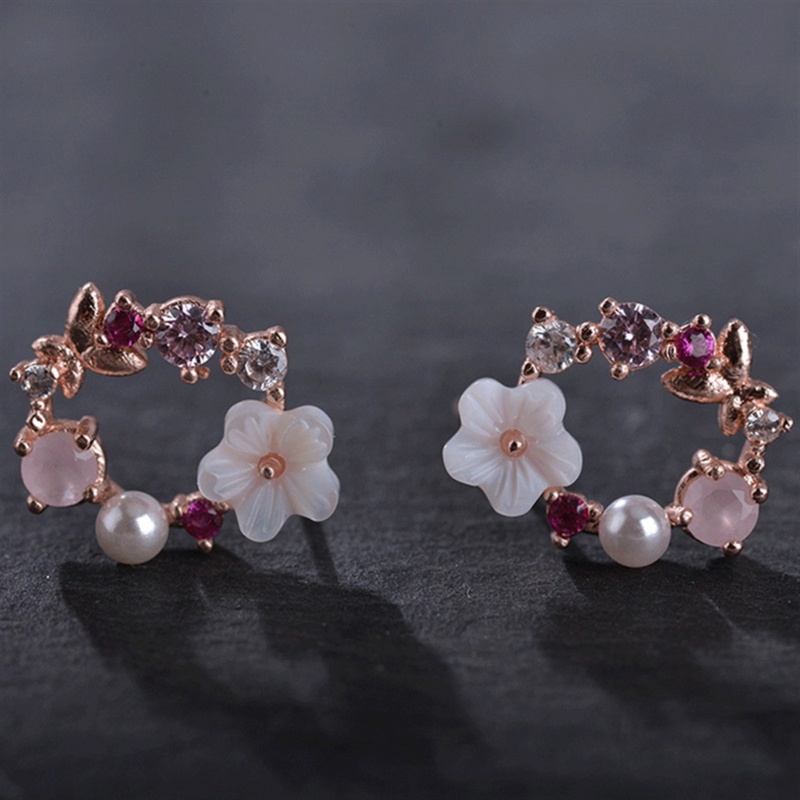 Bông Tai Hình Vương Miện / Hoa / Vỏ Sò Đính Đá Ngọt Ngào