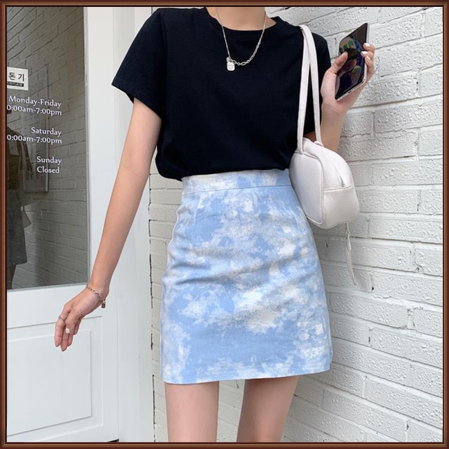 Chân Váy Chữ A Lưng Cao Nhuộm Màu Thời Trang Cho Nữ