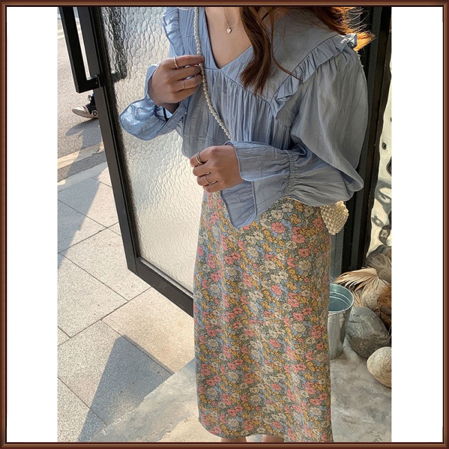 Chân Váy Chiffon Chữ A Lưng Cao Họa Tiết Hoa Xinh Xắn Dễ Phối Đồ Cho Nữ