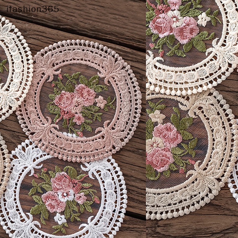 Tấm Lót Cốc Cà Phê Họa Tiết Ren Thêu Phong Cách Vintage 11.8cm ifashion365