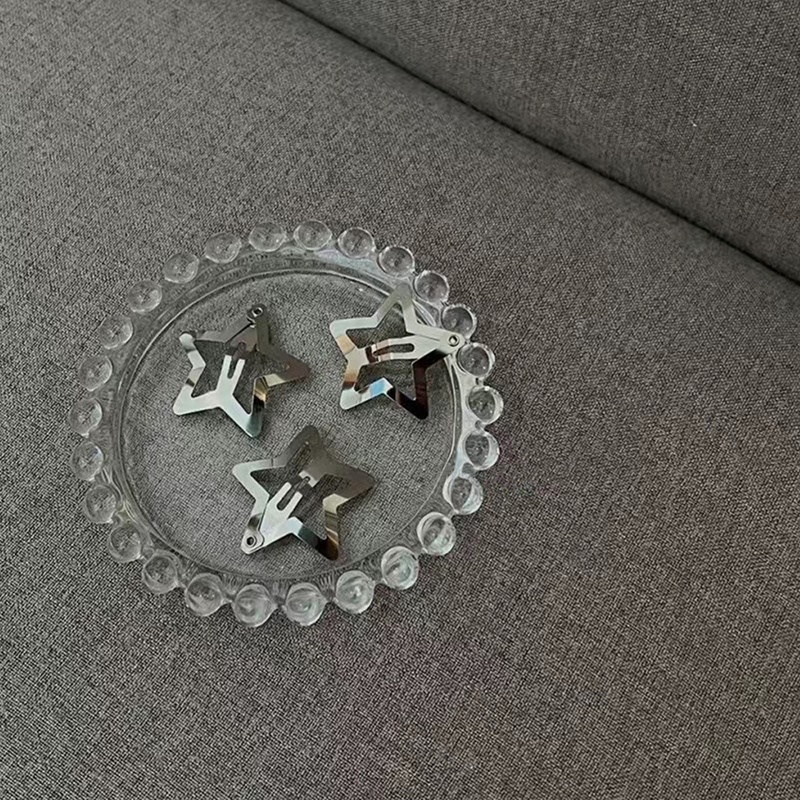 10PCS Y2k Kẹp Tóc Ngôi Sao Năm Cánh Bằng Kim Loại Màu Bạc Mát Mẻ Dễ Phối Đồ Dành Cho Bạn Gái