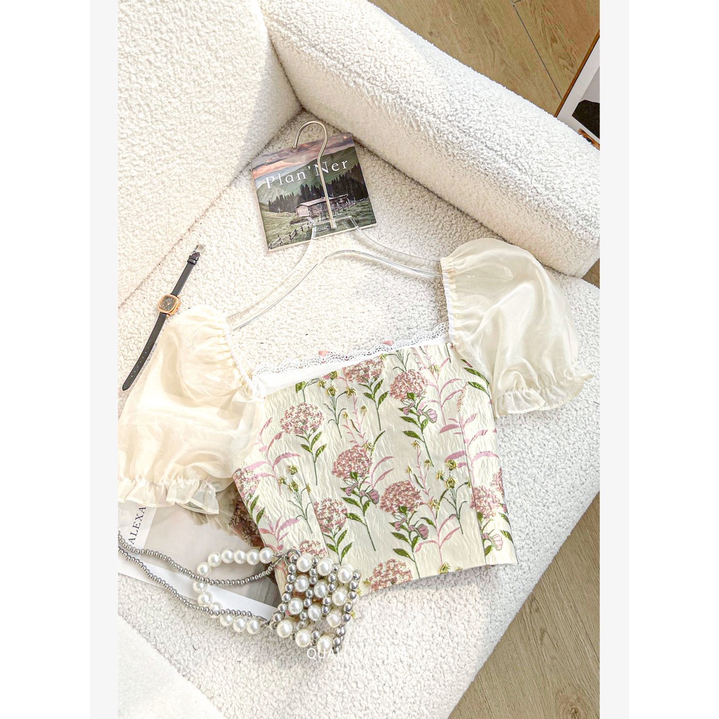 Áo Sơ Mi Chiffon Cổ Vuông Tay Phồng Thời Trang Mùa Hè Cho Nữ